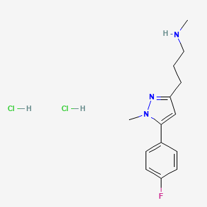 molecular formula C14H19ClFN3 B1521148 {3-[5-(4-fluorophenyl)-1-methyl-1H-pyrazol-3-yl]propyl}(methyl)amine dihydrochloride CAS No. 1193387-68-6