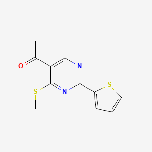 1-[4-Methyl-6-(methylsulfanyl)-2-(thiophen-2-yl)pyrimidin-5-yl]ethan-1-one