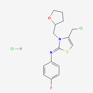 molecular formula C15H17Cl2FN2OS B1521184 (2Z)-4-(chloromethyl)-N-(4-fluorophenyl)-3-(oxolan-2-ylmethyl)-2,3-dihydro-1,3-thiazol-2-imine hydrochloride CAS No. 1181471-90-8