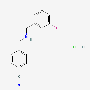 molecular formula C15H14ClFN2 B1521189 4-({[(3-氟苯基)甲基]氨基}甲基)苯甲腈盐酸盐 CAS No. 1181458-00-3