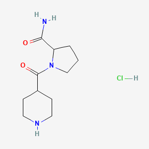 molecular formula C11H20ClN3O2 B1521190 1-(哌啶-4-羰基)吡咯烷-2-羧酰胺盐酸盐 CAS No. 1231925-79-3