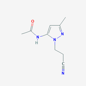 molecular formula C9H12N4O B1521198 N-[1-(2-氰基乙基)-3-甲基-1H-吡唑-5-基]乙酰胺 CAS No. 1181457-80-6