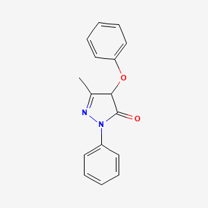 molecular formula C16H14N2O2 B15212503 3H-Pyrazol-3-one, 2,4-dihydro-5-methyl-4-phenoxy-2-phenyl- CAS No. 107430-38-6