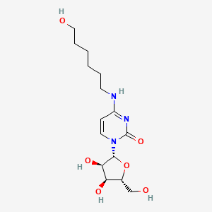 molecular formula C15H25N3O6 B15212515 1-[(2R,3R,4S,5R)-3,4-dihydroxy-5-(hydroxymethyl)oxolan-2-yl]-4-(6-hydroxyhexylamino)pyrimidin-2-one 