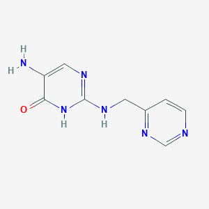 molecular formula C9H10N6O B15212517 5-Amino-2-{[(pyrimidin-4-yl)methyl]amino}pyrimidin-4(3H)-one CAS No. 77961-57-0