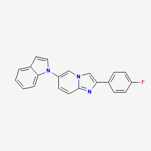 Imidazo[1,2-a]pyridine, 2-(4-fluorophenyl)-6-(1H-indol-1-yl)-