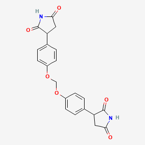 molecular formula C21H18N2O6 B15213552 2,2'-((Methylenedioxy)di-p-phenylene)disuccinimide CAS No. 87367-86-0