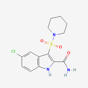 molecular formula C14H16ClN3O3S B15213640 5-Chloro-3-(piperidine-1-sulfonyl)-1H-indole-2-carboxamide CAS No. 661467-87-4