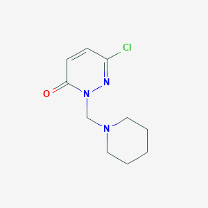 molecular formula C10H14ClN3O B15213812 6-Chloro-2-[(piperidin-1-yl)methyl]pyridazin-3(2H)-one CAS No. 14628-39-8