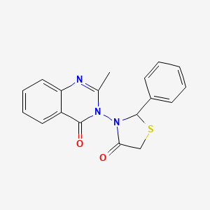 molecular formula C18H15N3O2S B15214014 3-(2-methyl-4-oxoquinazolin-3(4H)-yl)-2-phenylthiazolidin-4-one CAS No. 114406-57-4