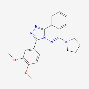 molecular formula C21H21N5O2 B15214036 1,2,4-Triazolo(3,4-a)phthalazine, 3-(3,4-dimethoxyphenyl)-6-(1-pyrrolidinyl)- CAS No. 87540-09-8