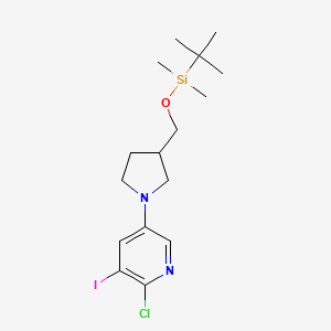 molecular formula C16H26ClIN2OSi B1521408 5-(3-((叔丁基二甲基甲硅烷基氧基)甲基)-吡咯烷-1-基)-2-氯-3-碘吡啶 CAS No. 1203499-04-0