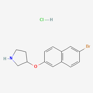 molecular formula C14H15BrClNO B1521419 3-[(6-溴-2-萘基)氧基]吡咯啉盐酸盐 CAS No. 1185303-57-4