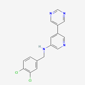 N-[(3,4-Dichlorophenyl)methyl]-5-(pyrimidin-5-yl)pyridin-3-amine