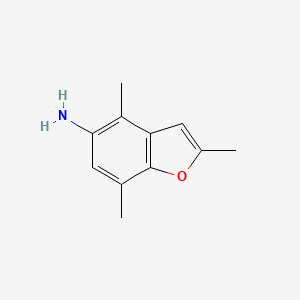 molecular formula C11H13NO B1521433 2,4,7-Trimethylbenzofuran-5-amine CAS No. 214683-09-7