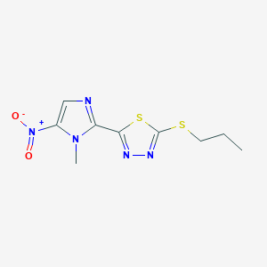 molecular formula C9H11N5O2S2 B15214395 1,3,4-Thiadiazole, 2-(1-methyl-5-nitro-1H-imidazol-2-yl)-5-(propylthio)- CAS No. 207236-20-2