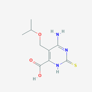 molecular formula C9H13N3O3S B15214502 6-Amino-5-{[(propan-2-yl)oxy]methyl}-2-sulfanylidene-2,3-dihydropyrimidine-4-carboxylic acid CAS No. 20865-50-3