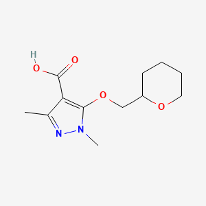 molecular formula C12H18N2O4 B1521459 1,3-二甲基-5-(氧杂环丙-2-基甲氧基)-1H-吡唑-4-羧酸 CAS No. 1177279-41-2
