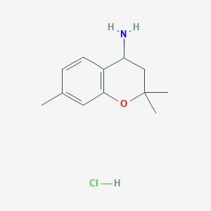 molecular formula C12H18ClNO B1521475 2,2,7-Trimethyl-chroman-4-ylamine hydrochloride CAS No. 1185300-28-0