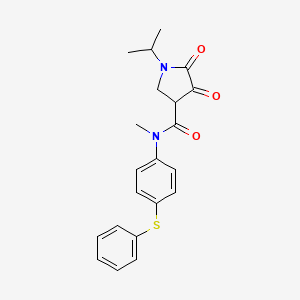 molecular formula C21H22N2O3S B15214840 4,5-Dioxo-N-methyl-1-(1-methylethyl)-N-(4-(phenylthio)phenyl)-3-pyrrolidinecarboxamide CAS No. 77711-85-4