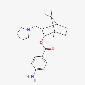 molecular formula C22H32N2O2 B15215613 p-Aminobenzoato di 3-pirrolidinometil-2-bornanolo [Italian] CAS No. 17066-42-1