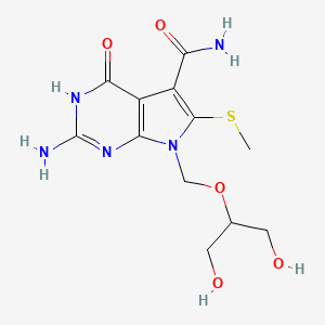 1H-Pyrrolo(2,3-d)pyrimidine-5-carboxamide, 2-amino-4,7-dihydro-7-((2-hydroxy-1-(hydroxymethyl)ethoxy)methyl)-6-(methylthio)-4-oxo-