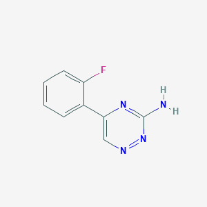 molecular formula C9H7FN4 B1521632 5-(2-Fluorophenyl)-1,2,4-triazin-3-amine CAS No. 1094296-86-2