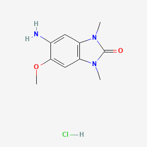 molecular formula C10H14ClN3O2 B1521652 5-Amino-6-methoxy-1,3-dimethyl-1,3-dihydro-benzoimidazol-2-one hydrochloride CAS No. 1185295-24-2