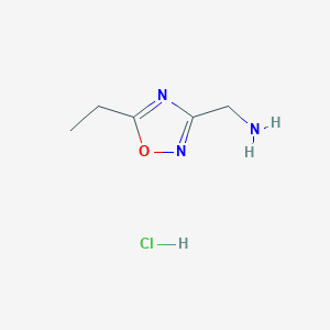 molecular formula C5H10ClN3O B1521665 (5-Ethyl-1,2,4-oxadiazol-3-yl)methylamine hydrochloride CAS No. 1185298-83-2