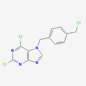 molecular formula C13H9Cl3N4 B15217041 2,6-Dichloro-7-{[4-(chloromethyl)phenyl]methyl}-7H-purine CAS No. 924904-16-5