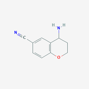 molecular formula C10H10N2O B15217103 4-Aminochromane-6-carbonitrile 