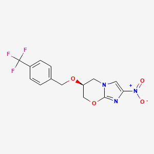 molecular formula C14H12F3N3O4 B15217125 (S)-2-Nitro-6-(4-trifluoromethyl-benzyloxy)-6,7-dihydro-5H-imidazo(2,1-b)(1,3)oxazine CAS No. 187235-26-3