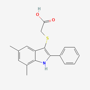 molecular formula C18H17NO2S B15217165 [(5,7-Dimethyl-2-phenyl-1H-indol-3-yl)sulfanyl]acetic acid CAS No. 62663-19-8