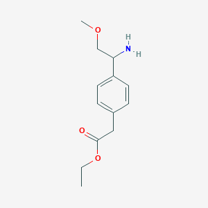 molecular formula C13H19NO3 B15217215 Ethyl 2-(4-(1-amino-2-methoxyethyl)phenyl)acetate 