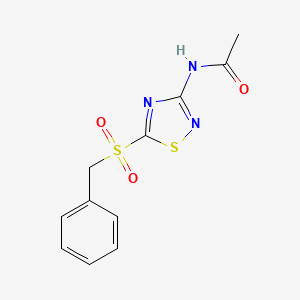 molecular formula C11H11N3O3S2 B15217236 N-[5-(Phenylmethanesulfonyl)-1,2,4-thiadiazol-3-yl]acetamide CAS No. 922504-49-2