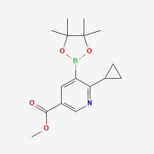 molecular formula C16H22BNO4 B15217277 Methyl 6-cyclopropyl-5-(4,4,5,5-tetramethyl-1,3,2-dioxaborolan-2-yl)nicotinate 