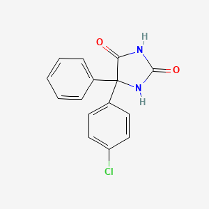 molecular formula C15H11ClN2O2 B15217319 5-(4-Chlorophenyl)-5-phenylimidazolidine-2,4-dione CAS No. 6325-69-5