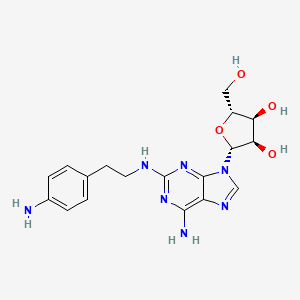 molecular formula C18H23N7O4 B15217344 Adenosine, 2-[[2-(4-aminophenyl)ethyl]amino]- CAS No. 161536-30-7