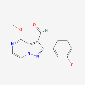 molecular formula C14H10FN3O2 B15217456 2-(3-Fluorophenyl)-4-methoxypyrazolo[1,5-a]pyrazine-3-carbaldehyde CAS No. 1708178-75-9