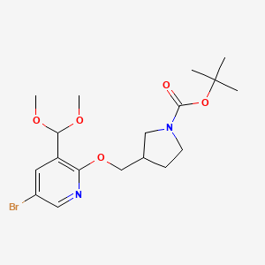 molecular formula C18H27BrN2O5 B1521746 tert-Butyl 3-((5-bromo-3-(dimethoxymethyl)pyridin-2-yloxy)methyl)pyrrolidine-1-carboxylate CAS No. 1186311-12-5