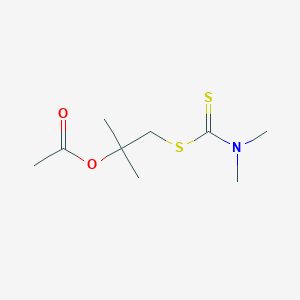 molecular formula C9H17NO2S2 B15217464 1-((Dimethylcarbamothioyl)thio)-2-methylpropan-2-yl acetate 