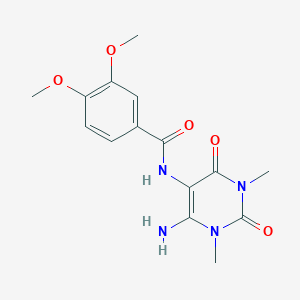 molecular formula C15H18N4O5 B15217510 N-(6-Amino-1,3-dimethyl-2,4-dioxo-1,2,3,4-tetrahydropyrimidin-5-yl)-3,4-dimethoxybenzamide CAS No. 166115-70-4