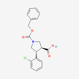 molecular formula C19H18ClNO4 B15217516 (3S,4R)-1-((Benzyloxy)carbonyl)-4-(2-chlorophenyl)pyrrolidine-3-carboxylic acid 