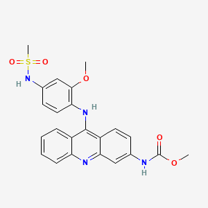 molecular formula C23H22N4O5S B15217636 Carbamic acid, (9-((2-methoxy-4-((methylsulfonyl)amino)phenyl)amino)-3-acridinyl)-, methyl ester CAS No. 79453-40-0