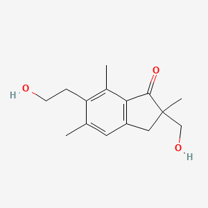 molecular formula C15H20O3 B15217675 6-(2-hydroxyethyl)-2-(hydroxymethyl)-2,5,7-trimethyl-2,3-dihydro-1H-inden-1-one 