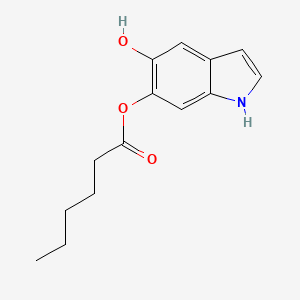 molecular formula C14H17NO3 B15217705 5-Hydroxy-1H-indol-6-yl hexanoate 