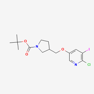 Tert-butyl 3-((6-chloro-5-iodopyridin-3-yloxy)-methyl)pyrrolidine-1-carboxylate