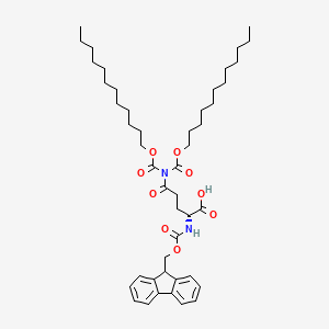 molecular formula C46H68N2O9 B15217810 (R)-2-((((9H-Fluoren-9-yl)methoxy)carbonyl)amino)-5-(bis((dodecyloxy)carbonyl)amino)-5-oxopentanoic acid 