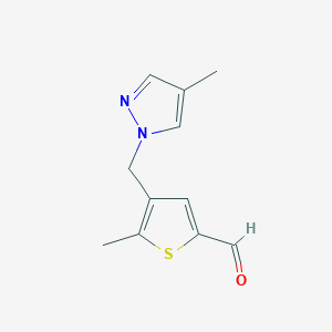 5-Methyl-4-((4-methyl-1H-pyrazol-1-yl)methyl)thiophene-2-carbaldehyde