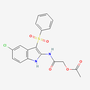 molecular formula C18H15ClN2O5S B15217838 2-{[3-(Benzenesulfonyl)-5-chloro-1H-indol-2-yl]amino}-2-oxoethyl acetate CAS No. 918493-28-4